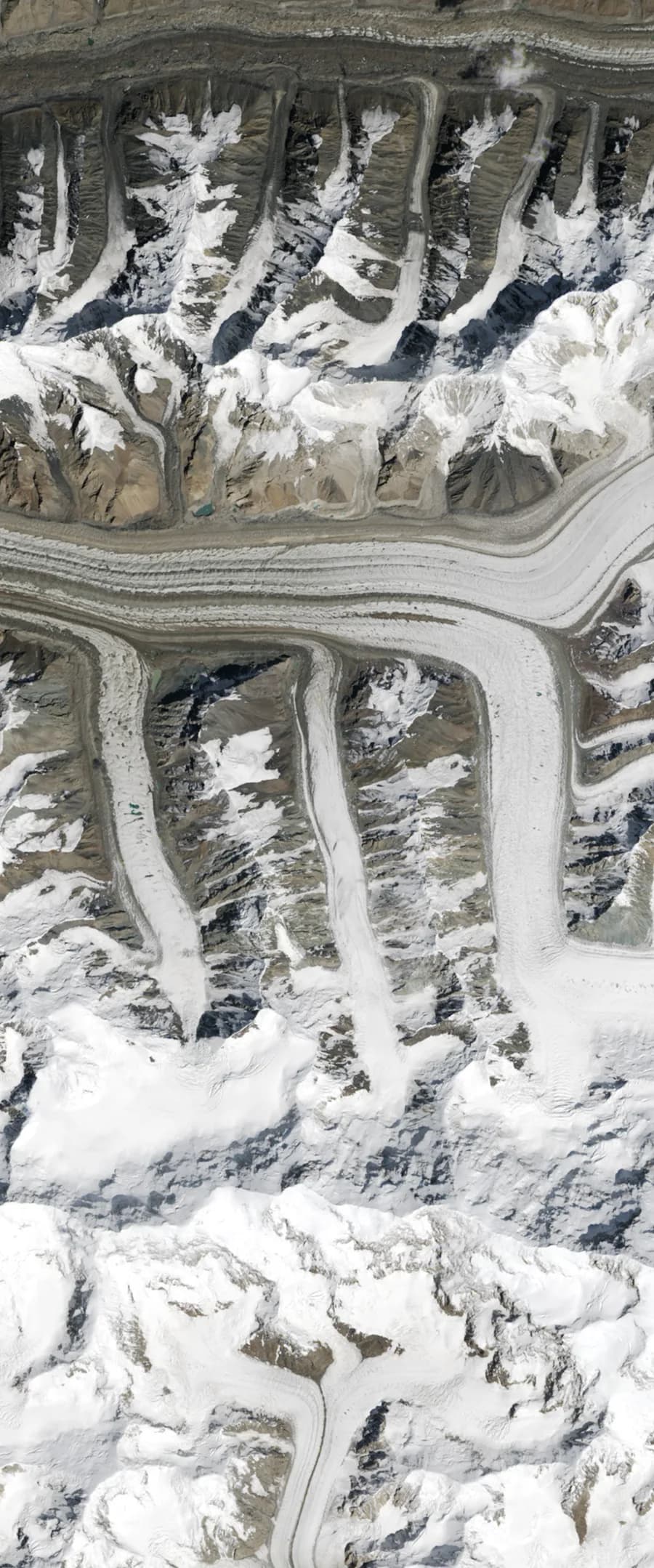 Tian Shan Mountains, Kyrgyzstan — satellite view